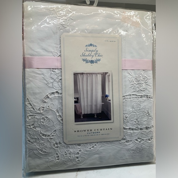 Simply Shabby Chic White Cut Out Lace Shower Curtain - Picture 2 of 5